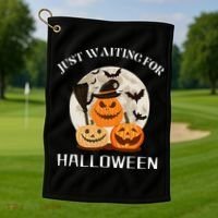 Just Waiting For Halloween Pumpkins Golf Towel thumb 1