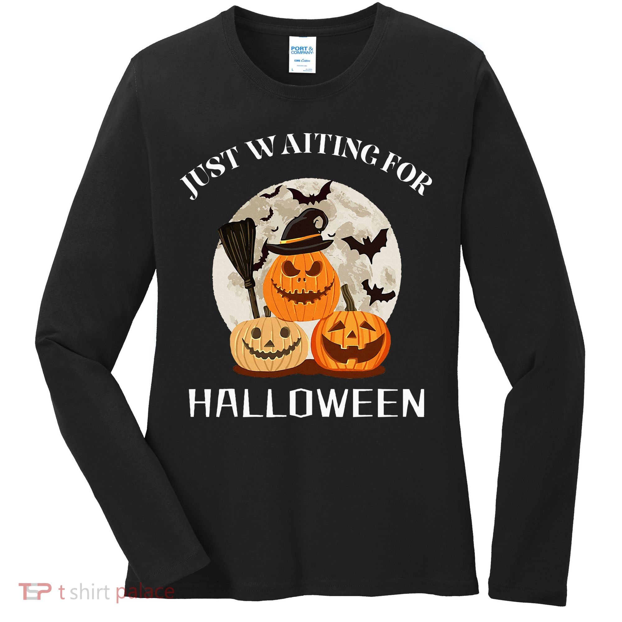 Just Waiting For Halloween Pumpkins Women's Long Sleeve Shirt