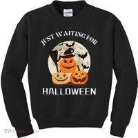 Just Waiting For Halloween Pumpkins Kids Sweatshirt thumb 0