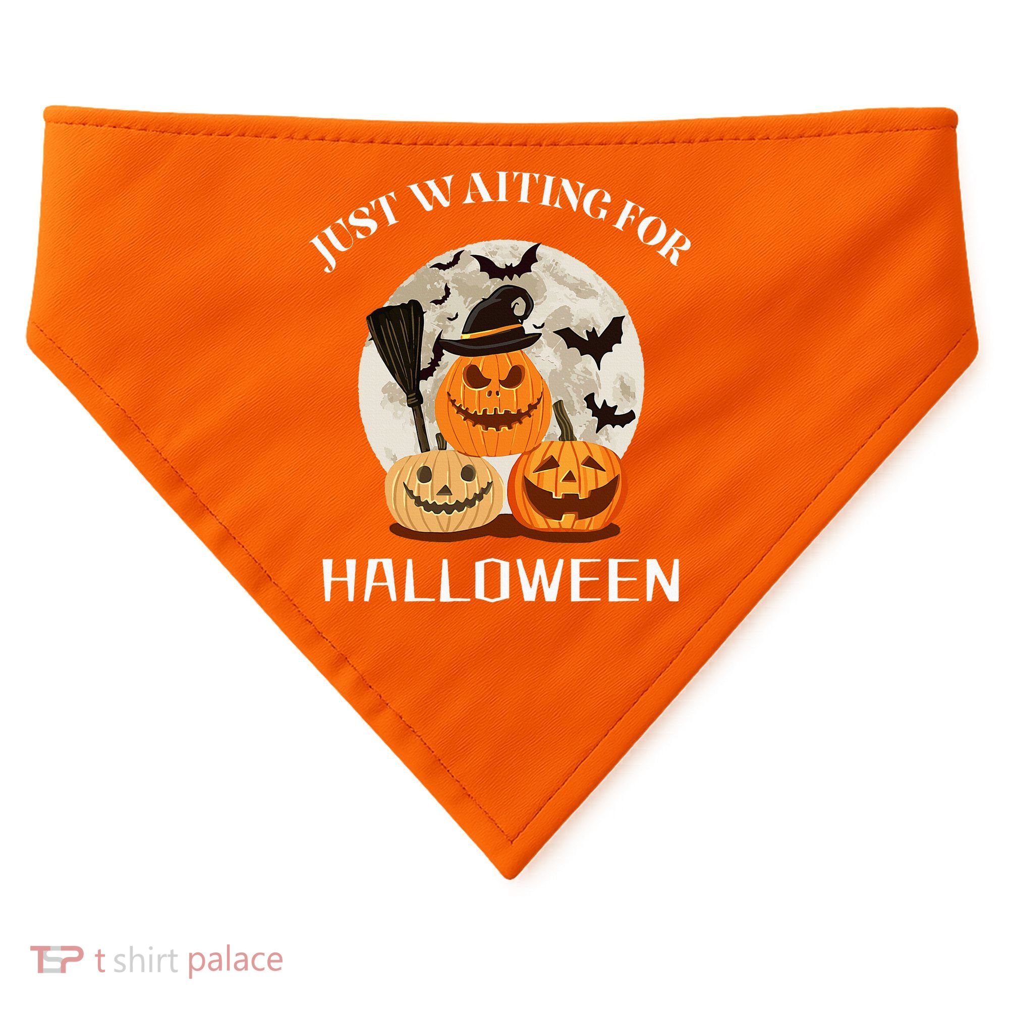 Just Waiting For Halloween Pumpkins USA-Made Doggie Bandana