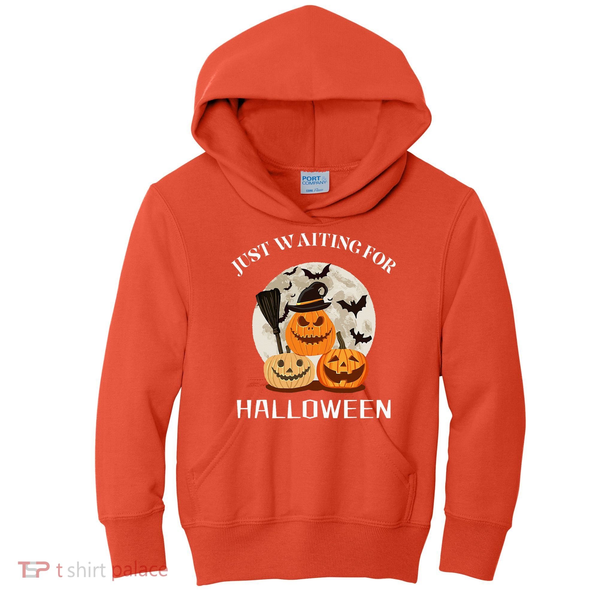 Just Waiting For Halloween Pumpkins Kids Hoodie