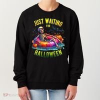 Just Waiting For Halloween Spooky Skeleton Summer Funny Women's Sweatshirt thumb 0