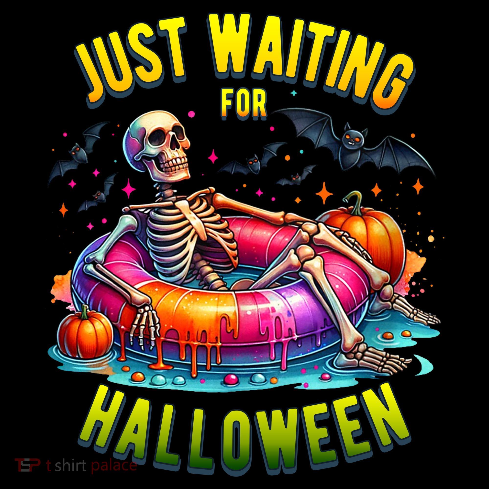 Just Waiting For Halloween Spooky Skeleton Summer Funny Coffee Mug