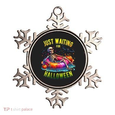 Just Waiting For Halloween Spooky Skeleton Summer Funny Ornament