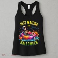 Just Waiting For Halloween Spooky Skeleton Summer Funny Women's Tank Top thumb 3