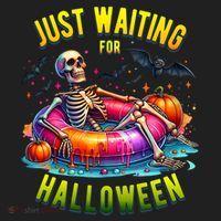 Just Waiting For Halloween Spooky Skeleton Summer Funny Hat thumb 2