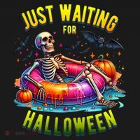 Just Waiting For Halloween Spooky Skeleton Summer Funny Visor thumb 3