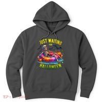 Just Waiting For Halloween Spooky Skeleton Summer Funny Hoodie thumb 0