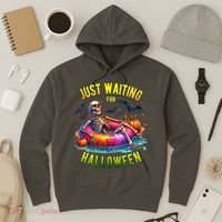 Just Waiting For Halloween Spooky Skeleton Summer Funny Hoodie thumb 3