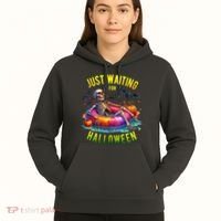 Just Waiting For Halloween Spooky Skeleton Summer Funny Hoodie thumb 5