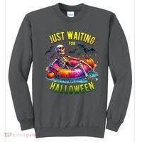 Just Waiting For Halloween Spooky Skeleton Summer Funny Sweatshirt thumb 0