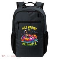 Just Waiting For Halloween Spooky Skeleton Summer Funny Backpack thumb 0