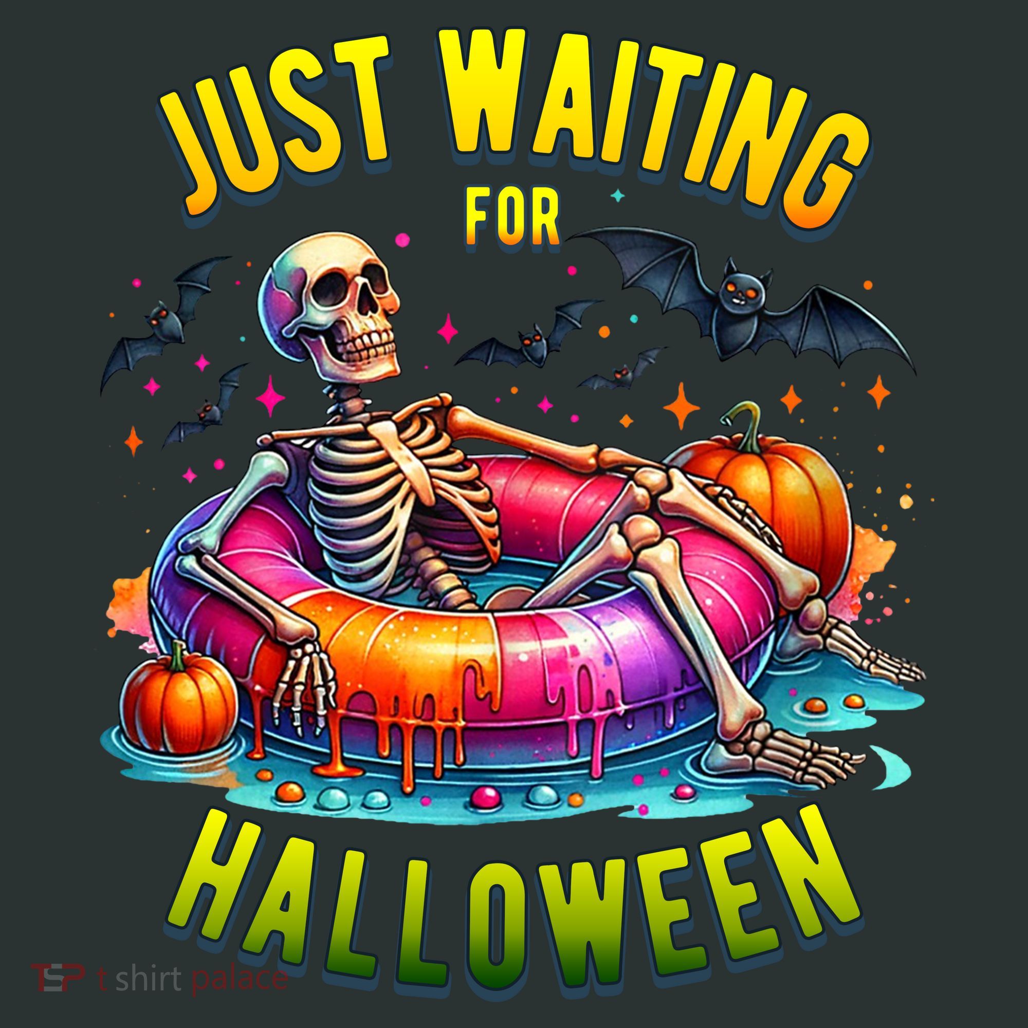 Just Waiting For Halloween Spooky Skeleton Summer Funny Kids Sweatshirt