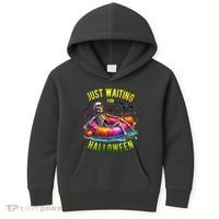 Just Waiting For Halloween Spooky Skeleton Summer Funny Kids Hoodie thumb 0