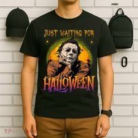 Just Waiting Halloween Horror Character Scary Movie T-Shirt thumb 6