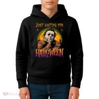 Just Waiting Halloween Horror Character Scary Movie Kids Hoodie thumb 4
