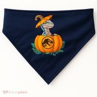 Jurassic World Halloween Dinosaur Pumpkin Logo USA-Made Doggie Bandana thumb 0