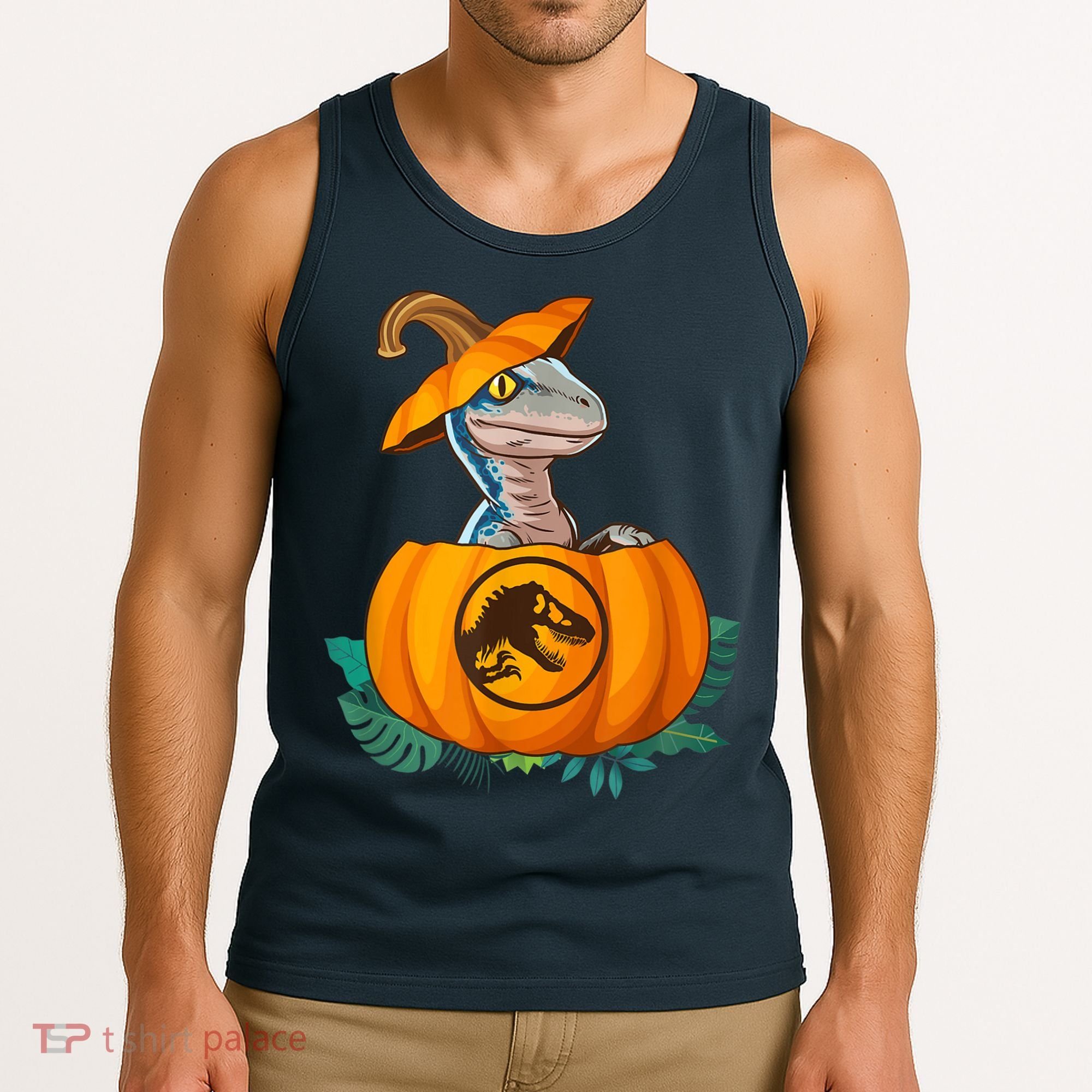 Jurassic World Halloween Dinosaur Pumpkin Logo Tank Top