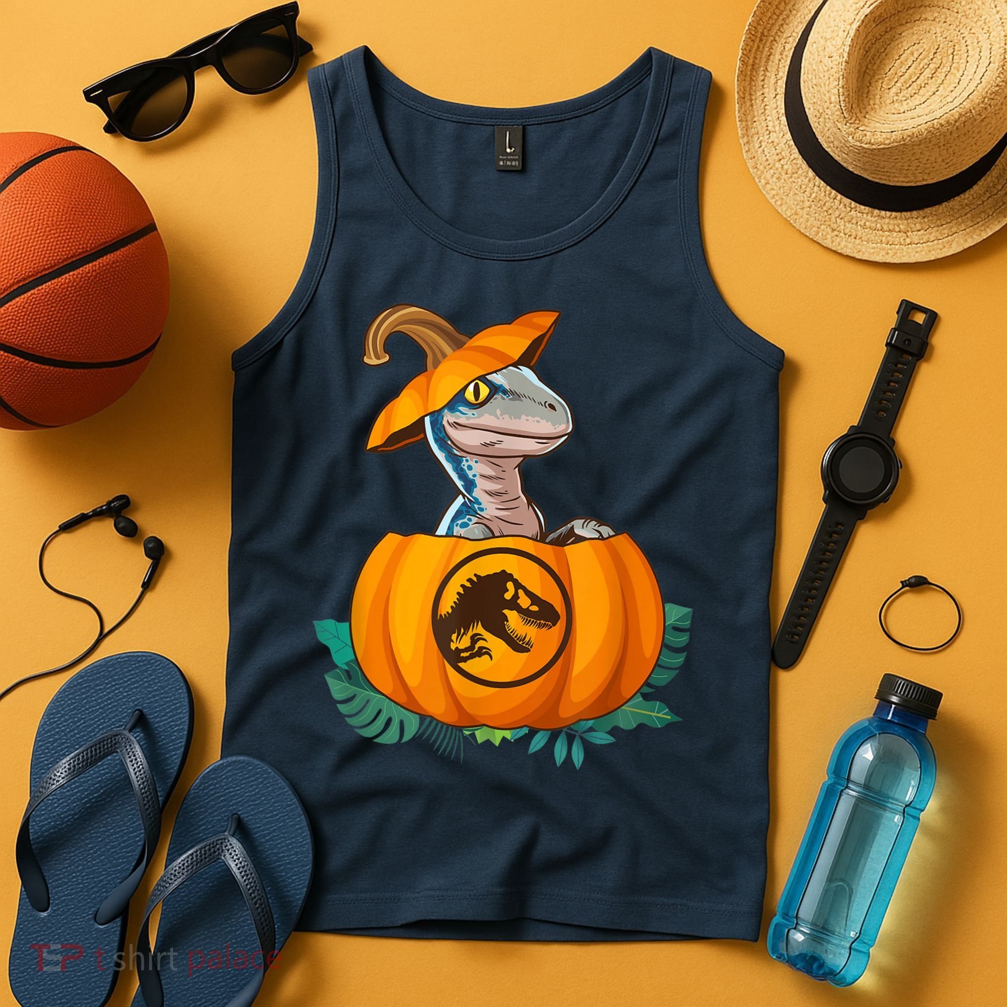 Jurassic World Halloween Dinosaur Pumpkin Logo Tank Top