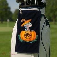 Jurassic World Halloween Dinosaur Pumpkin Logo Golf Towel thumb 2