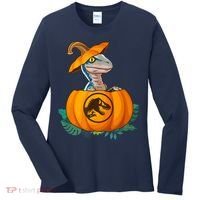 Jurassic World Halloween Dinosaur Pumpkin Logo Women's Long Sleeve Shirt thumb 0