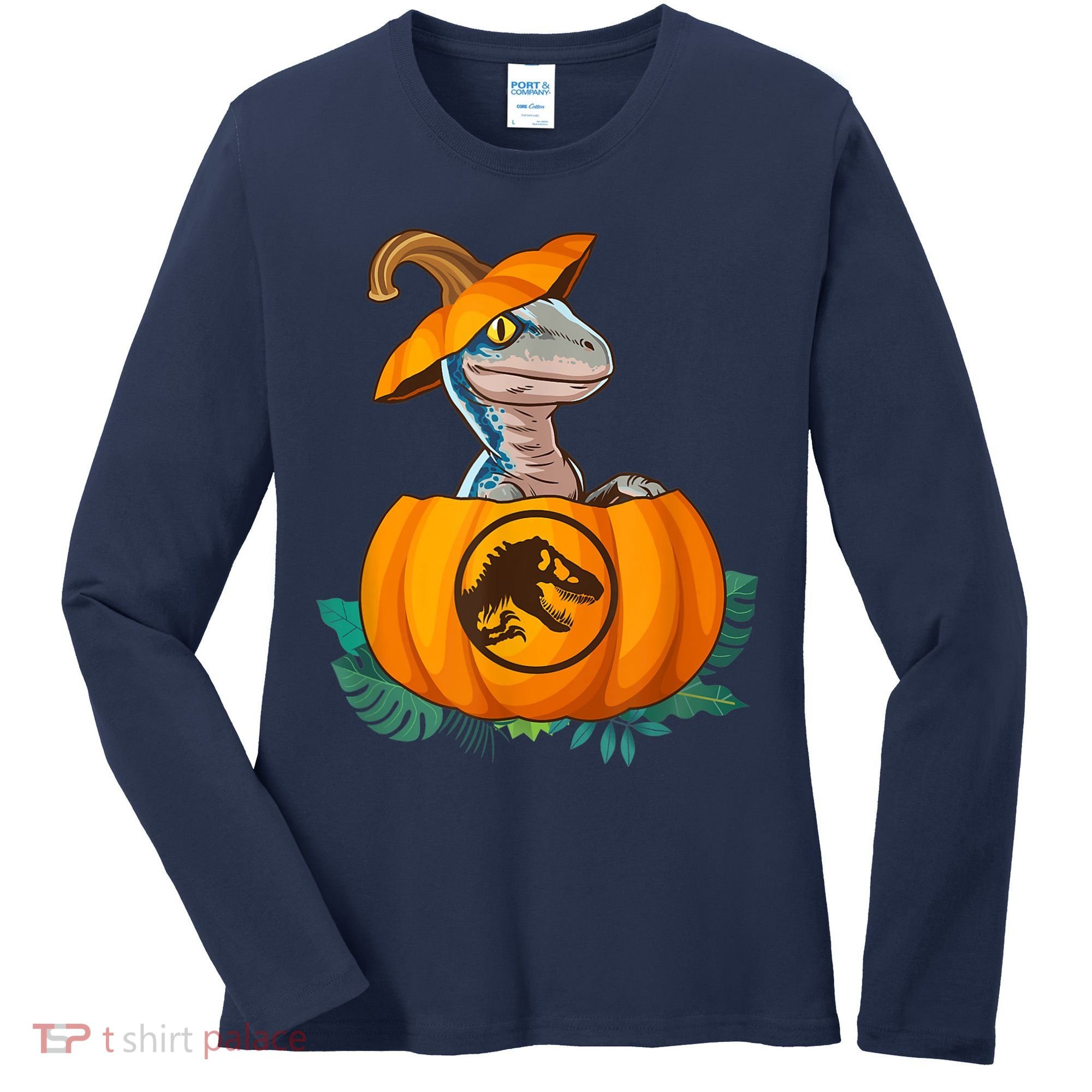 Jurassic World Halloween Dinosaur Pumpkin Logo Women's Long Sleeve Shirt