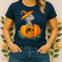 Jurassic World Halloween Dinosaur Pumpkin Logo Women's T-Shirt thumb 2