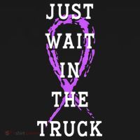 Just Wait In The Truck Purple Ribbon Cancer Awareness Day Women's Hoodie thumb 2