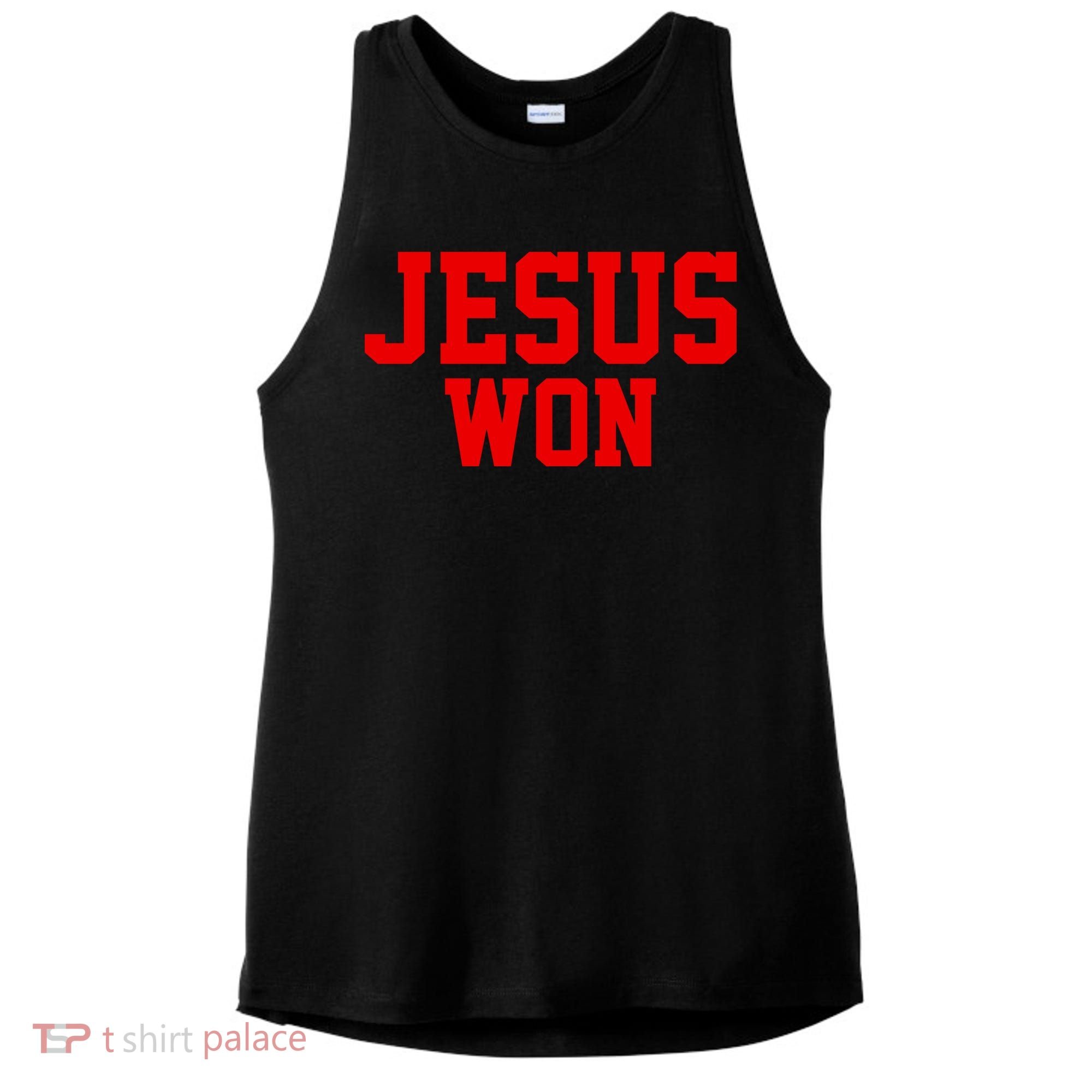 Jesus Won Front And Back Ladies PosiCharge Tri-Blend Wicking Tank