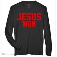 Jesus Won Front And Back Zone Performance Long-Sleeve T-Shirt thumb 0