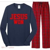 Jesus Won Front And Back Long Sleeve Pajama Set thumb 0