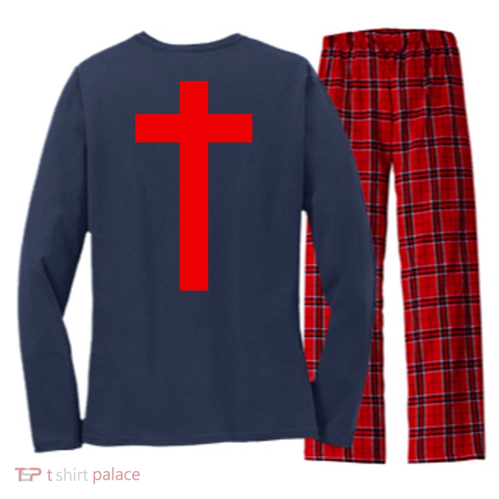 Jesus Won Front And Back Women's Long Sleeve Flannel Pajama Set 