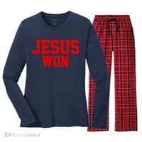 Jesus Won Front And Back Women's Long Sleeve Flannel Pajama Set  thumb 0