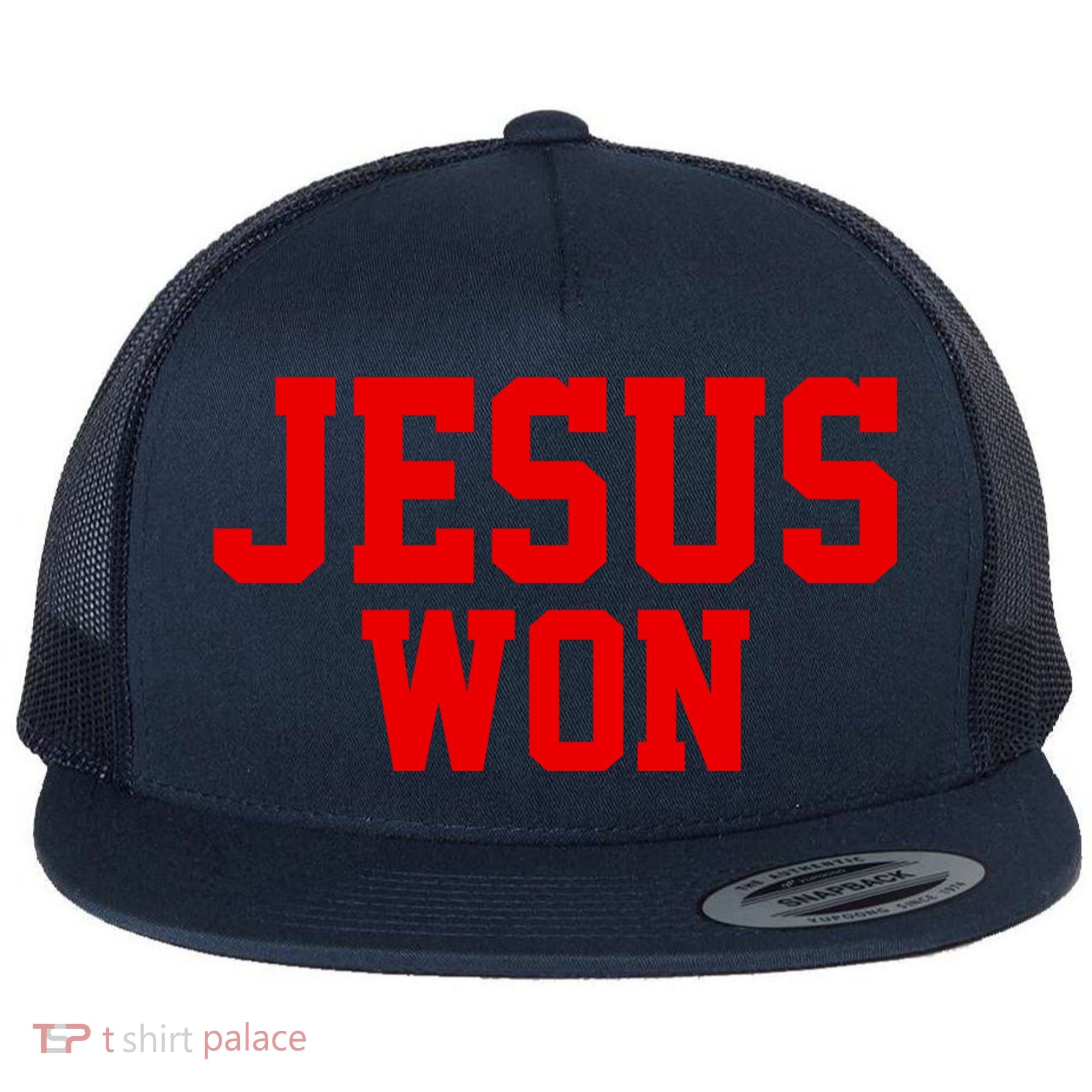 Jesus Won Front And Back Flat Bill Trucker Hat