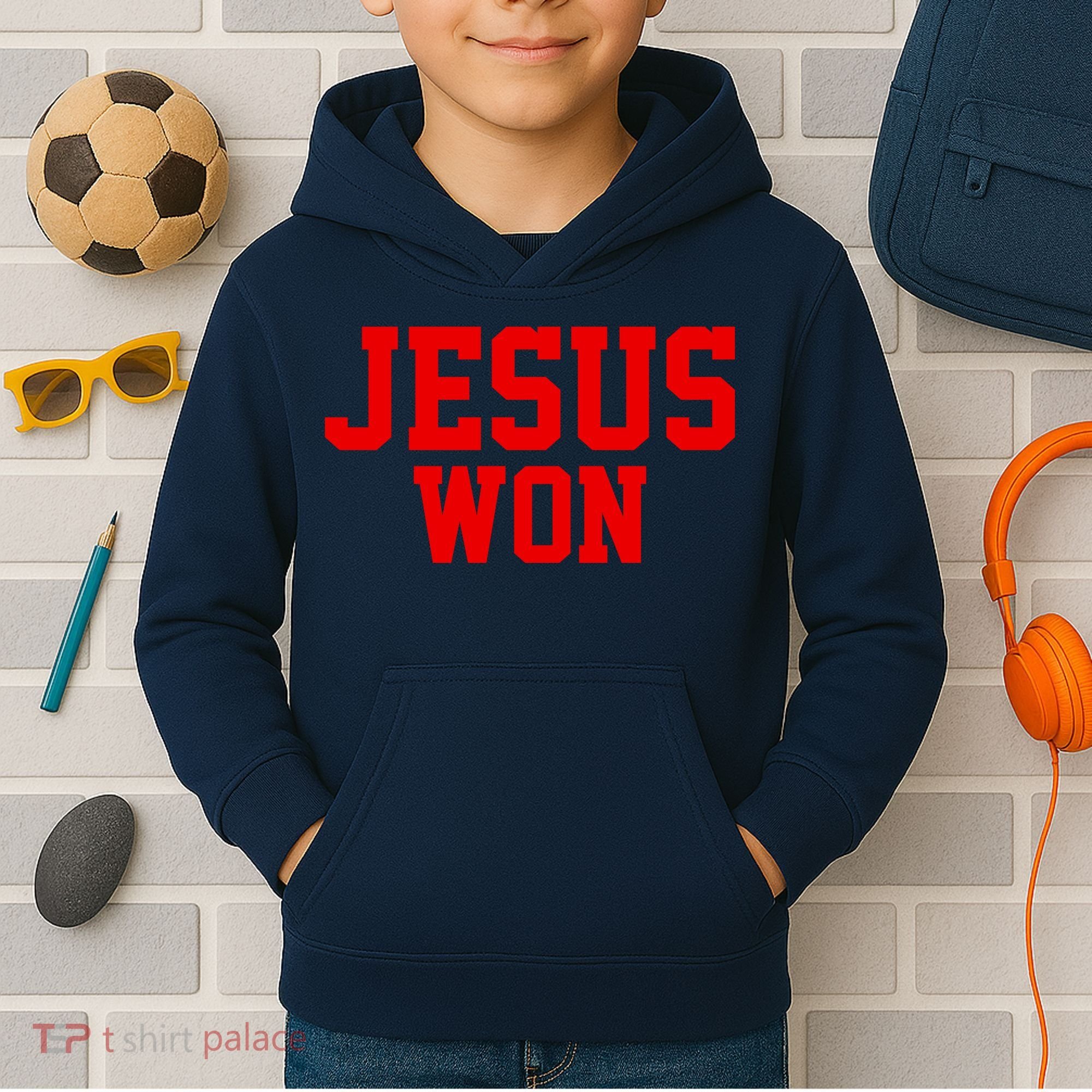 Jesus Won Front And Back Kids Hoodie
