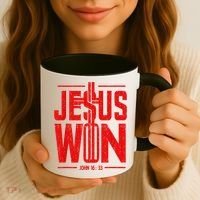 Jesus Won Just Here To Give God Glory John 16 33 Religious Coffee Mug thumb 3