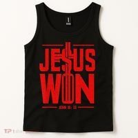 Jesus Won Just Here To Give God Glory John 16 33 Religious Tank Top thumb 2