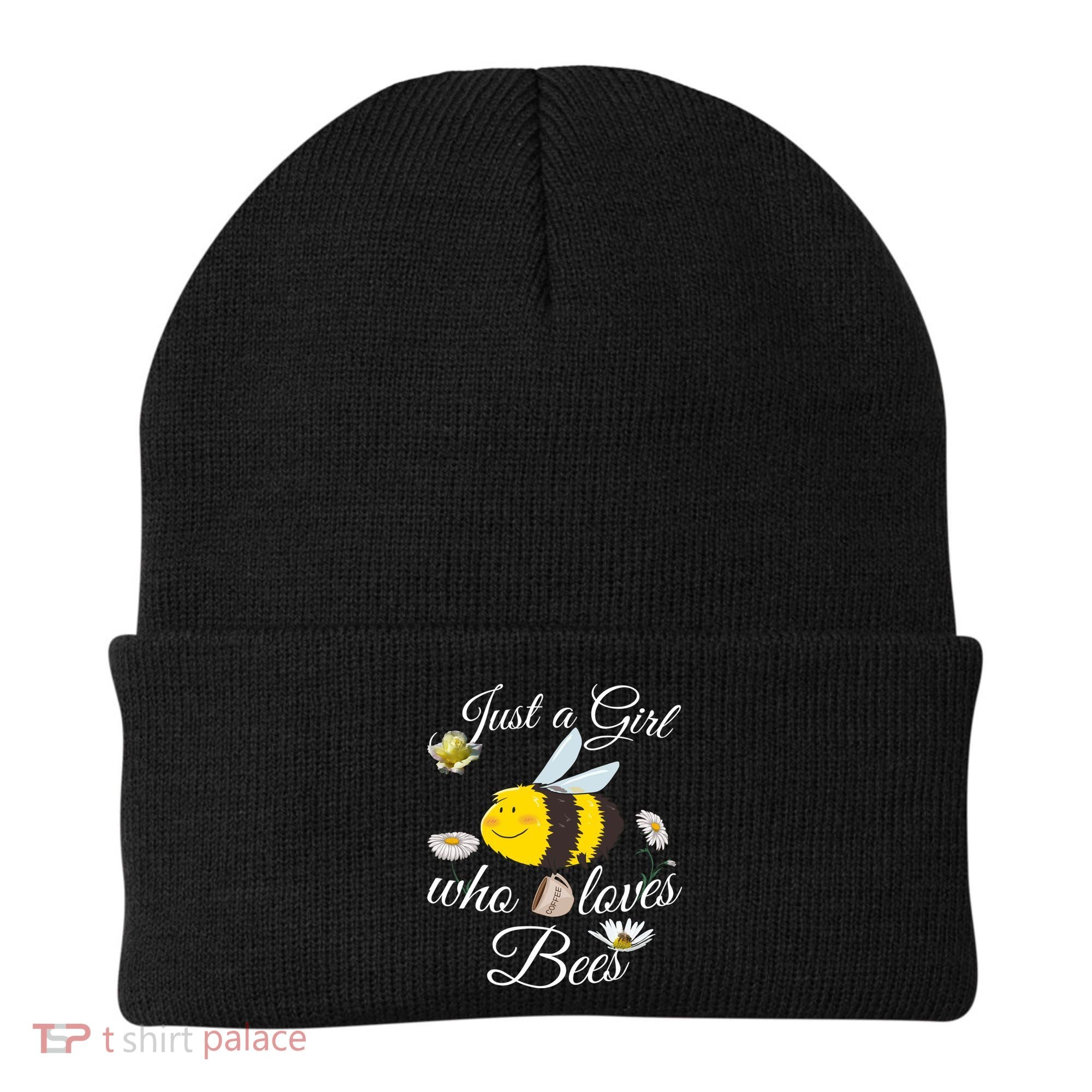 Just Who Loves Bees Cute Floral Honey Bee And Coffee Lover Cool Gift Beanie