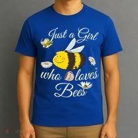 Just Who Loves Bees Cute Floral Honey Bee And Coffee Lover Cool Gift T-Shirt thumb 3