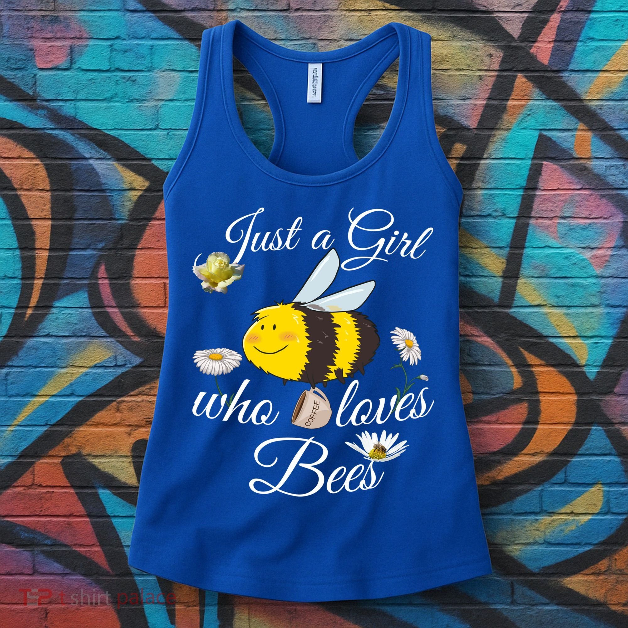 Just Who Loves Bees Cute Floral Honey Bee And Coffee Lover Cool Gift Women's Tank Top