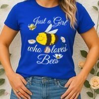 Just Who Loves Bees Cute Floral Honey Bee And Coffee Lover Cool Gift Women's T-Shirt thumb 2