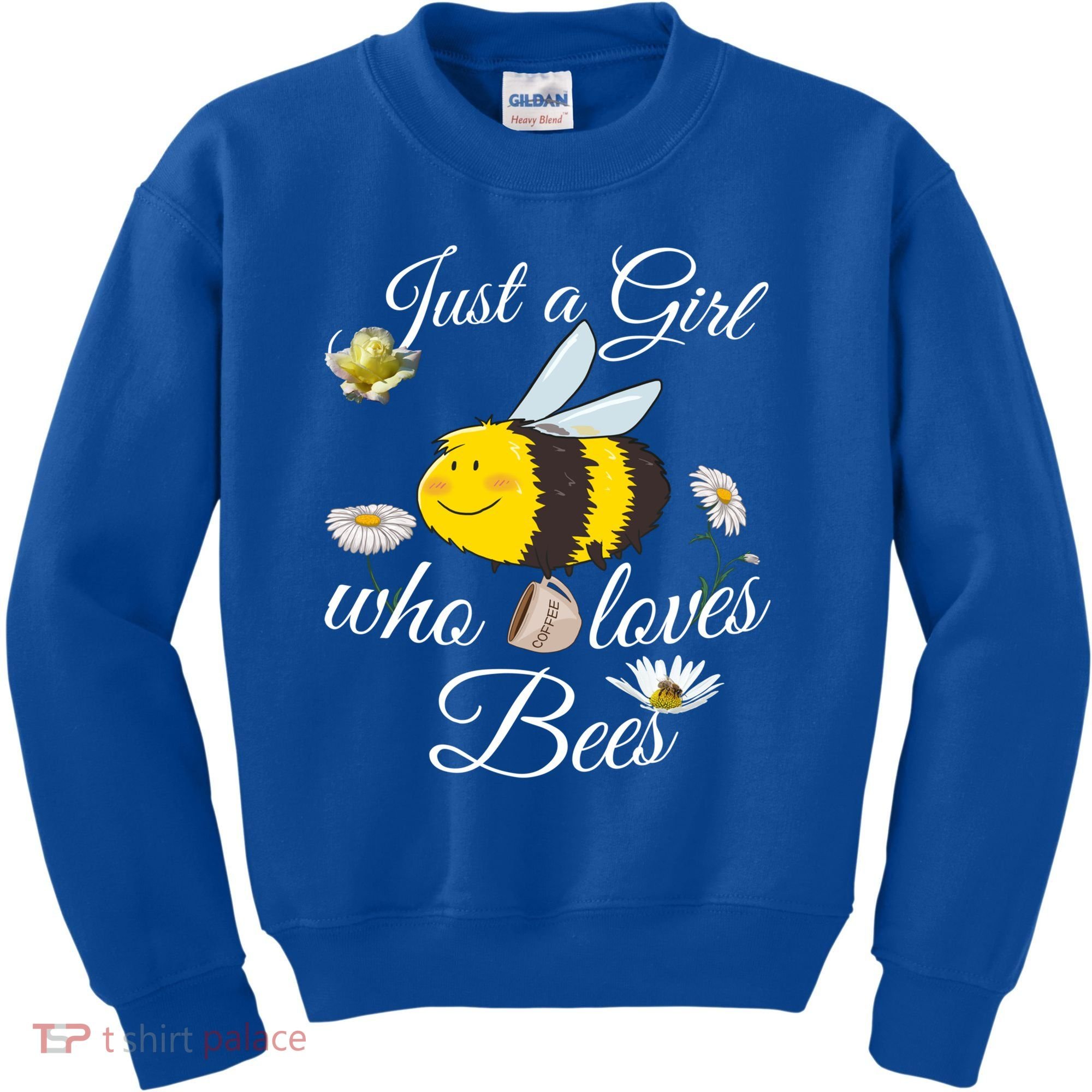 Just Who Loves Bees Cute Floral Honey Bee And Coffee Lover Cool Gift Kids Sweatshirt