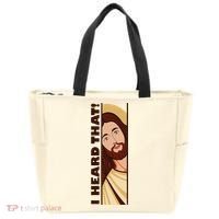 Jesus Watching Peeking I Heard That Funny Christian Meme Tote Bag thumb 0