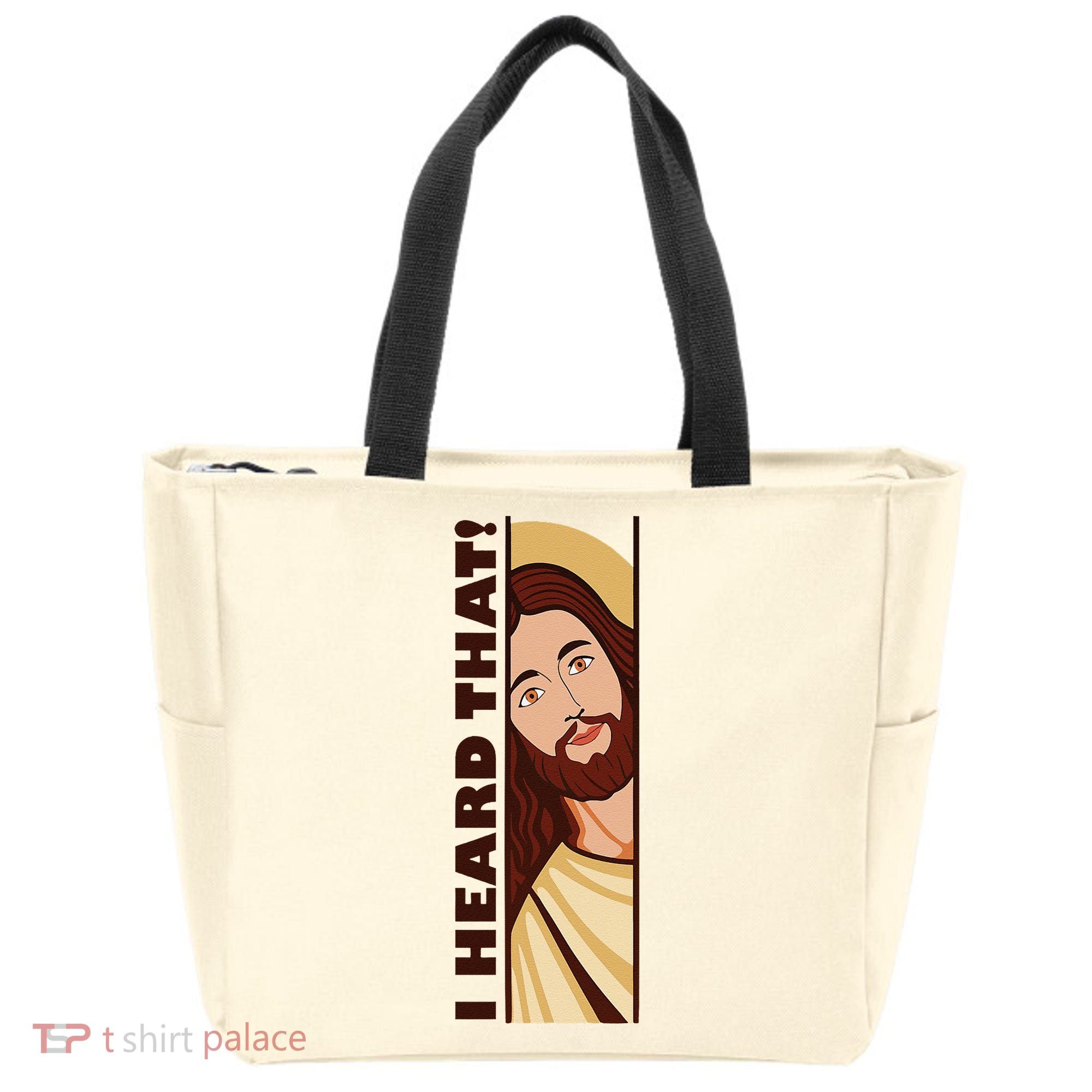 Jesus Watching Peeking I Heard That Funny Christian Meme Tote Bag