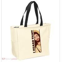 Jesus Watching Peeking I Heard That Funny Christian Meme Tote Bag thumb 2