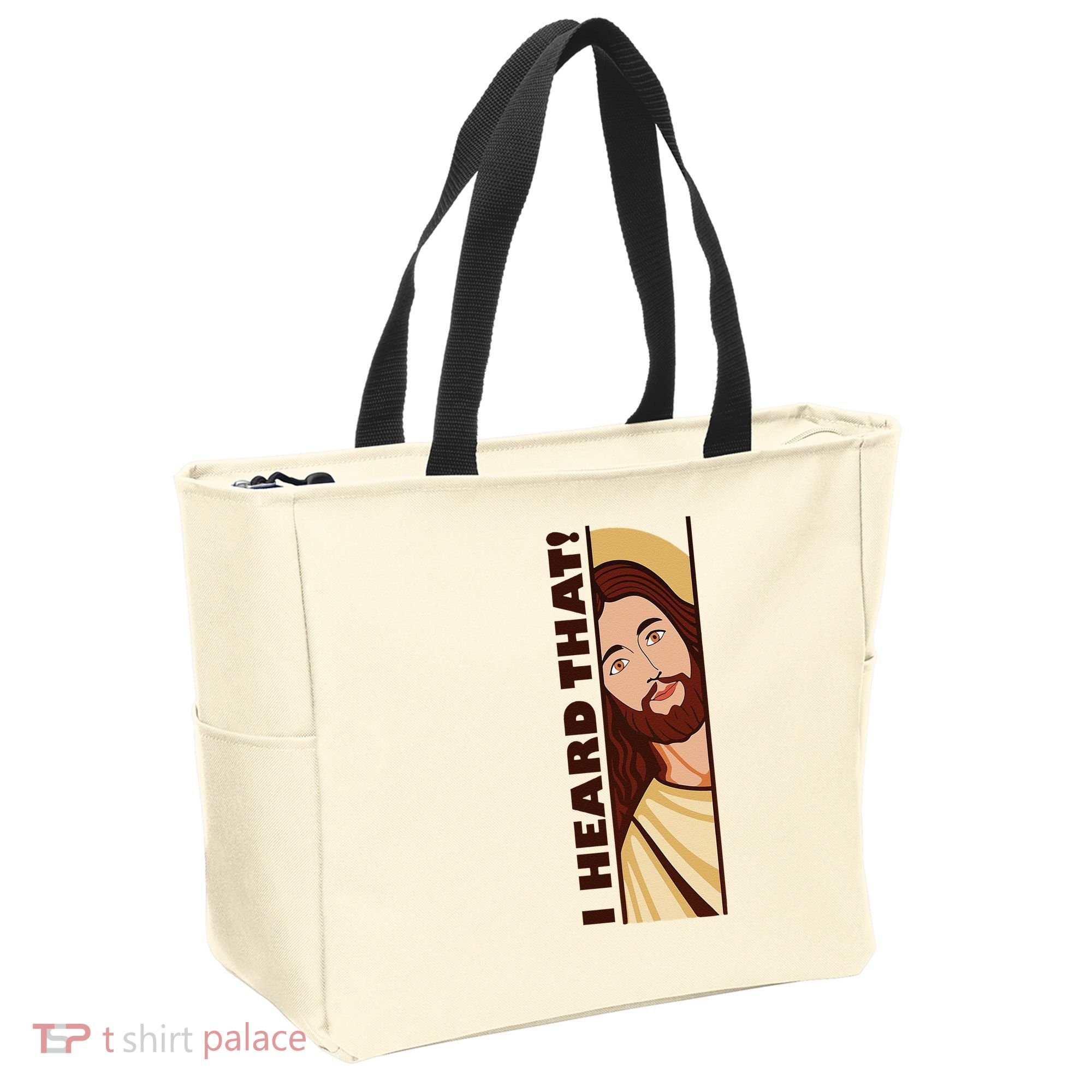 Jesus Watching Peeking I Heard That Funny Christian Meme Tote Bag