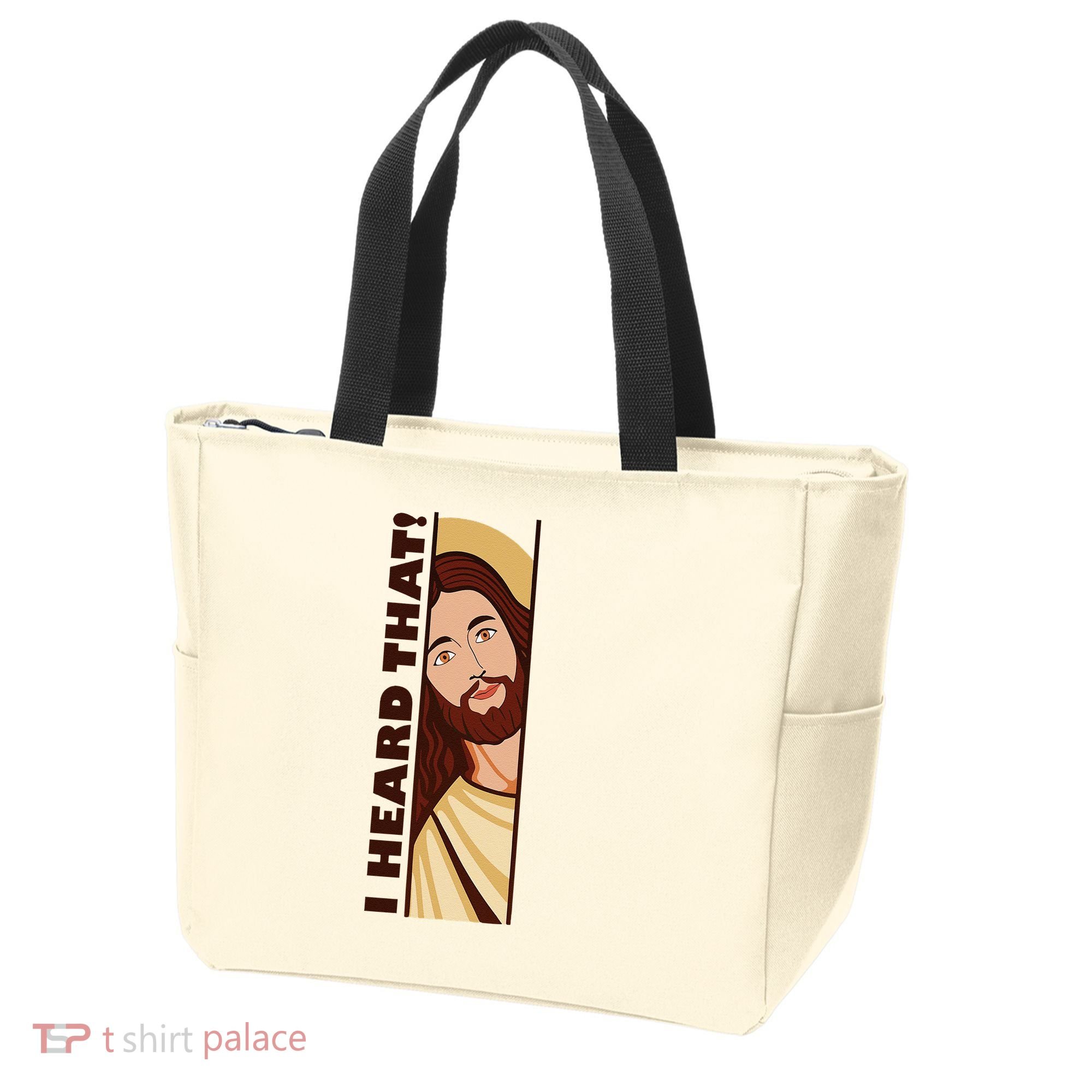 Jesus Watching Peeking I Heard That Funny Christian Meme Tote Bag