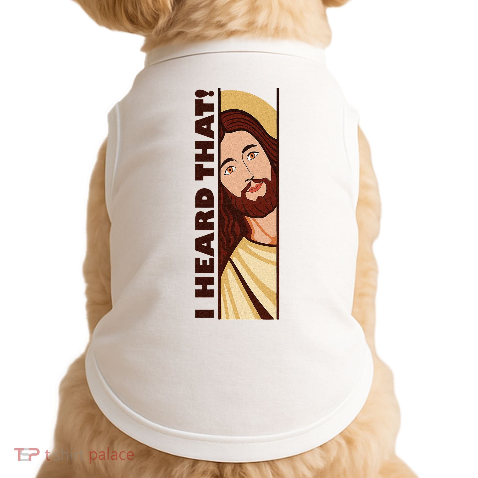 Jesus Watching Peeking I Heard That Funny Christian Meme Doggie Tank