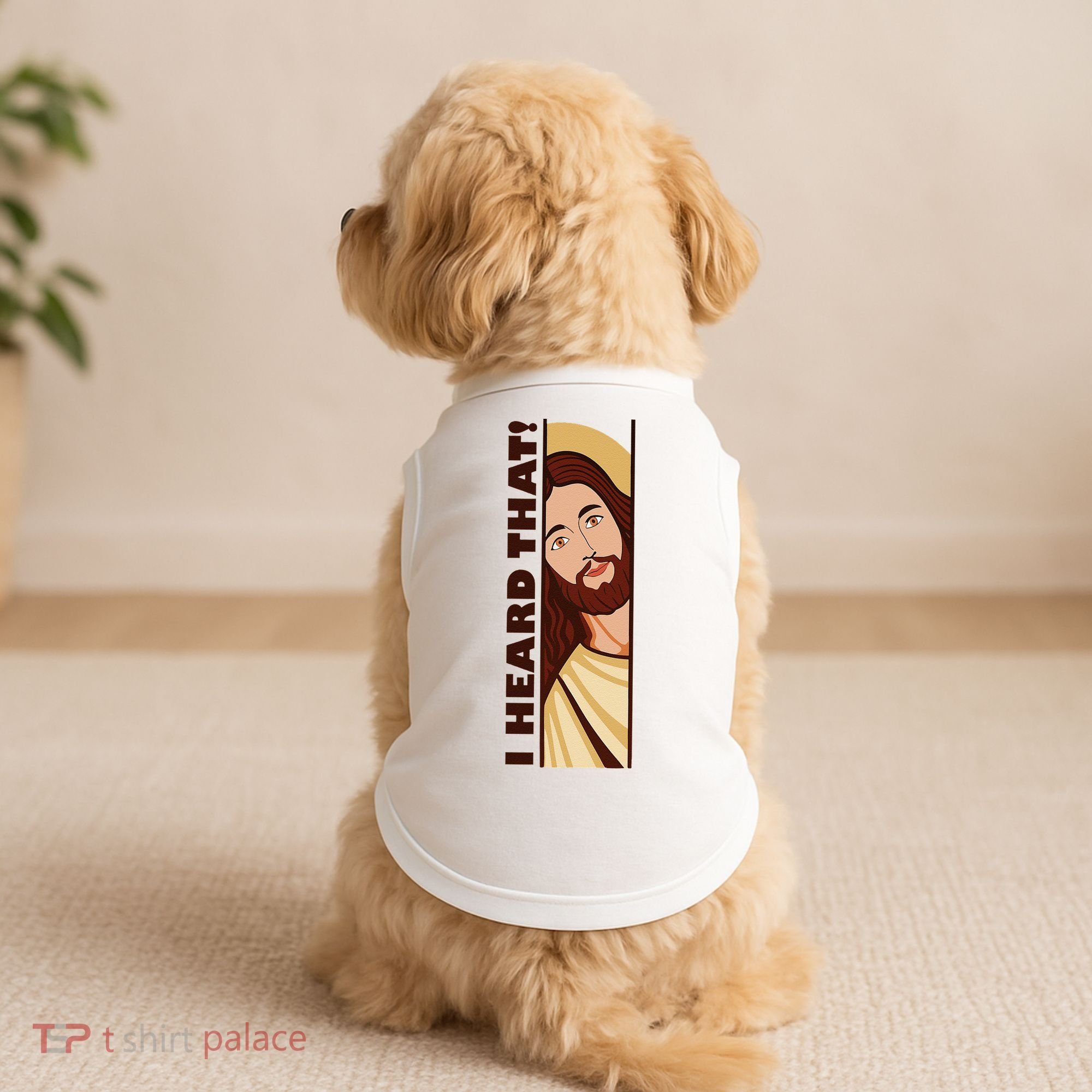Jesus Watching Peeking I Heard That Funny Christian Meme Doggie Tank