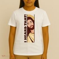 Jesus Watching Peeking I Heard That Funny Christian Meme T-Shirt thumb 4